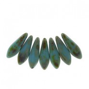 Czech Glass Daggers kralen 5x16mm Turquoise dark travertin